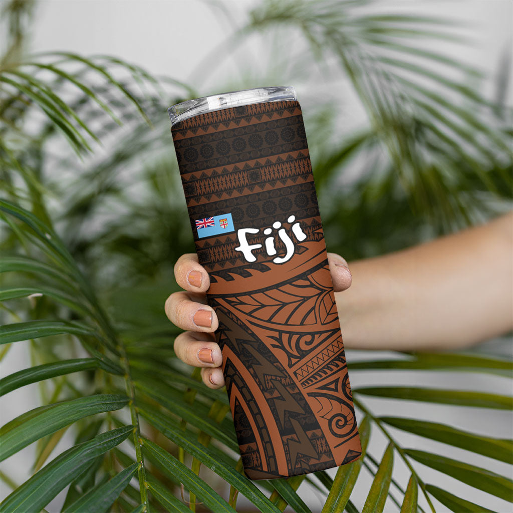 Straight Outta Kadavu Fiji Skinny Tumbler Tribal Polynesian Tattoo Coat Of Arms Flag
