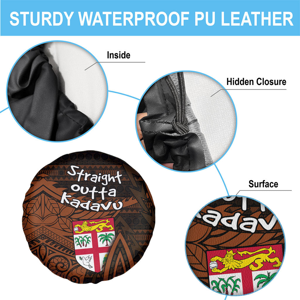 Straight Outta Kadavu Fiji Spare Tire Cover Tribal Polynesian Tattoo Coat Of Arms Flag
