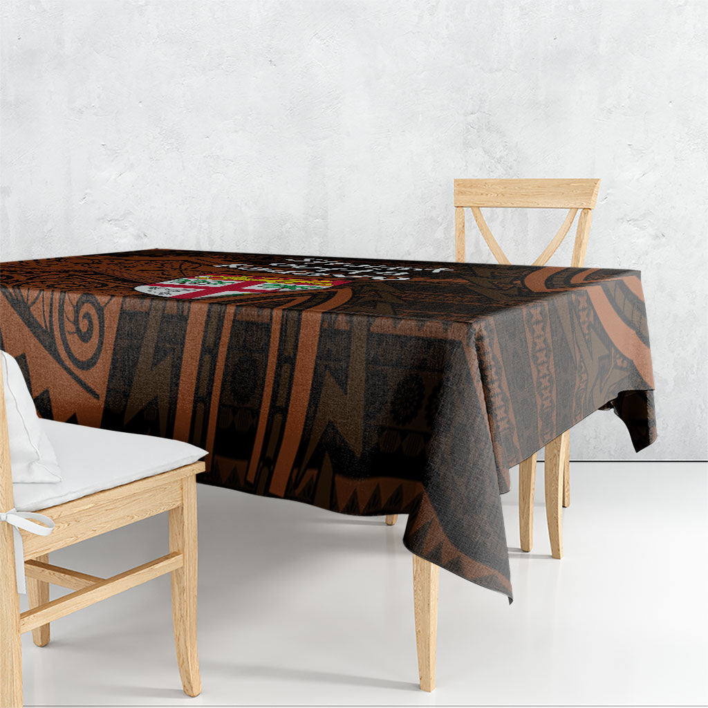 Straight Outta Kadavu Fiji Tablecloth Tribal Polynesian Tattoo Coat Of Arms Flag