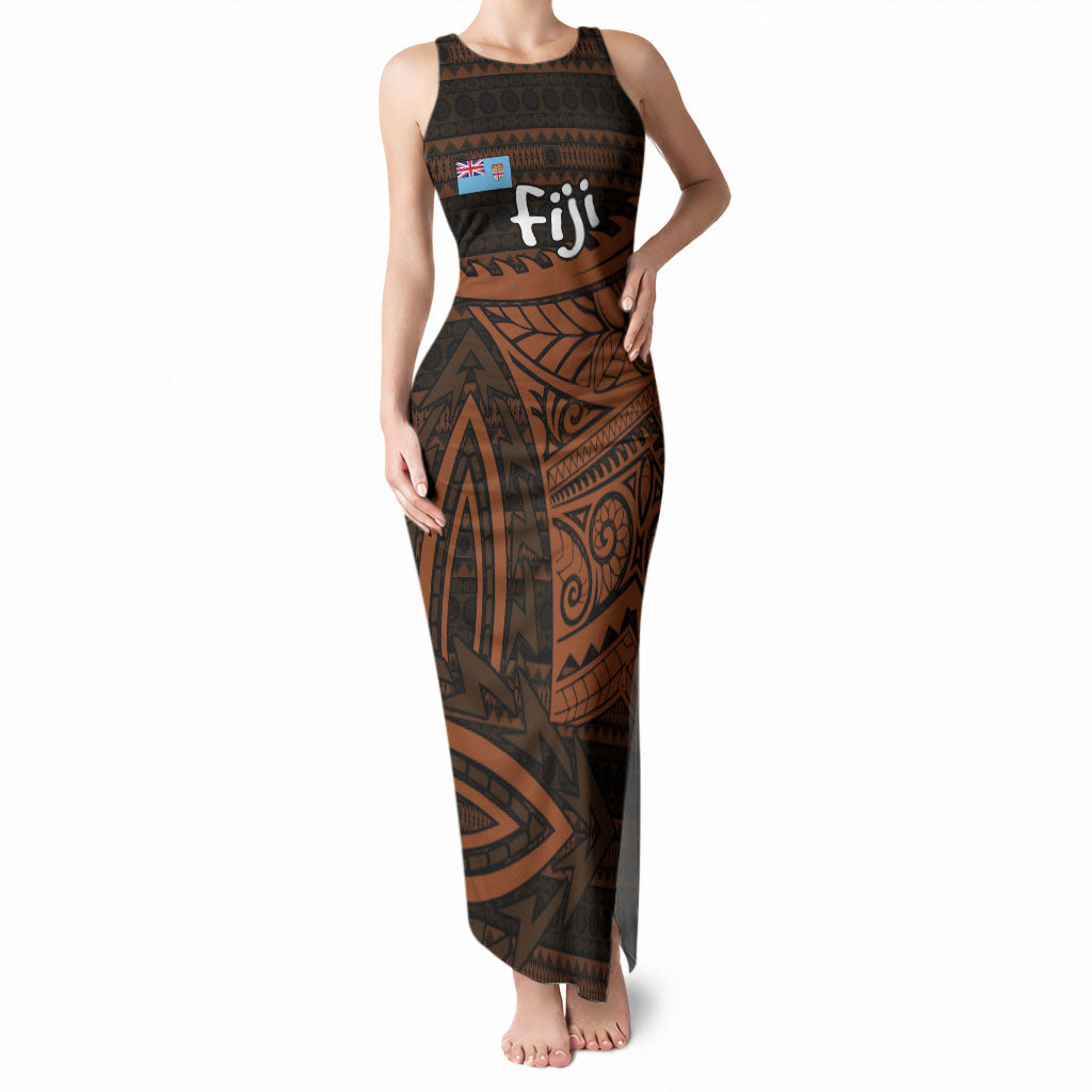 Straight Outta Kadavu Fiji Tank Maxi Dress Tribal Polynesian Tattoo Coat Of Arms Flag