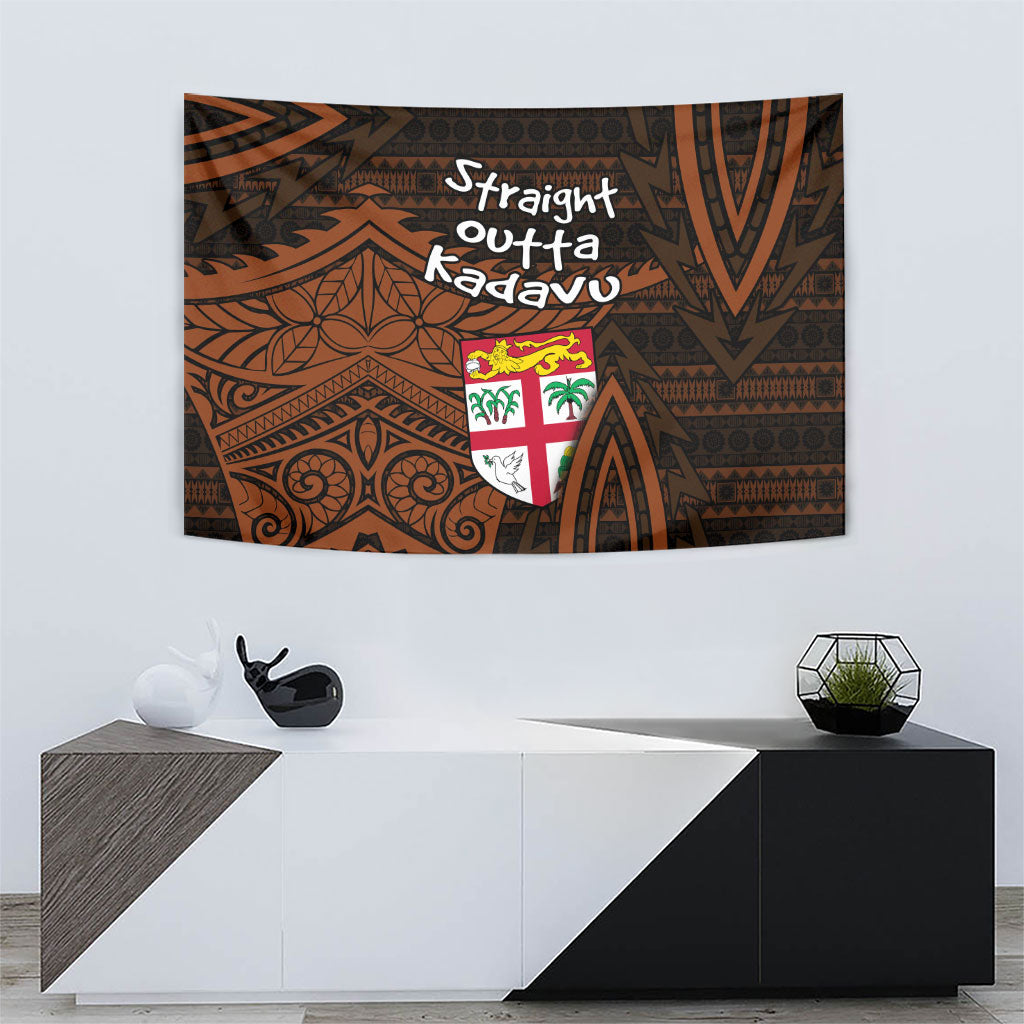 Straight Outta Kadavu Fiji Tapestry Tribal Polynesian Tattoo Coat Of Arms Flag