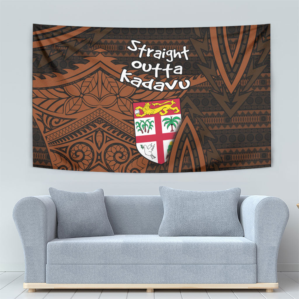 Straight Outta Kadavu Fiji Tapestry Tribal Polynesian Tattoo Coat Of Arms Flag