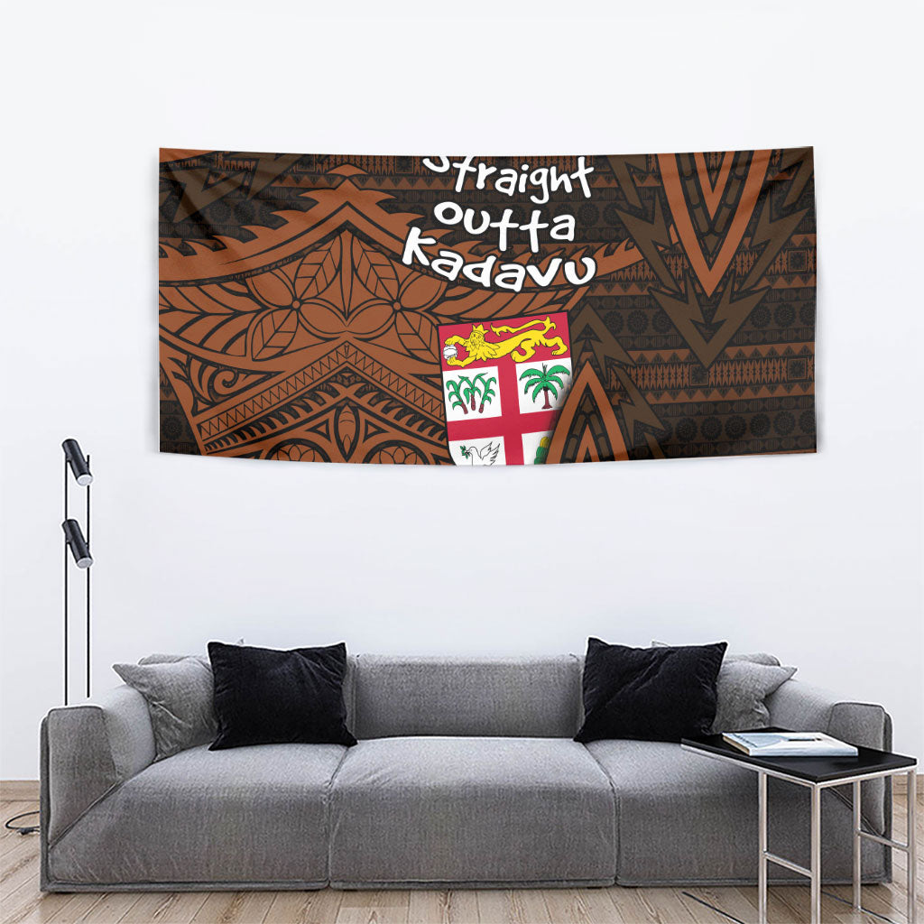 Straight Outta Kadavu Fiji Tapestry Tribal Polynesian Tattoo Coat Of Arms Flag