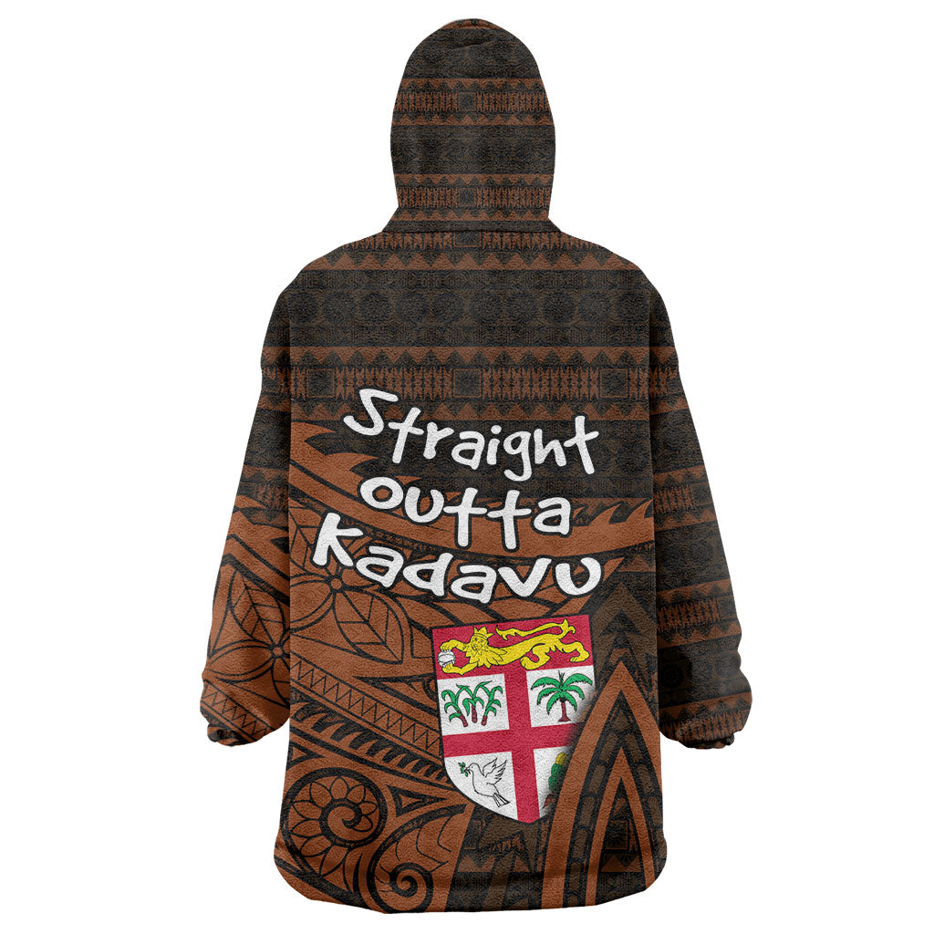 Straight Outta Kadavu Fiji Wearable Blanket Hoodie Tribal Polynesian Tattoo Coat Of Arms Flag