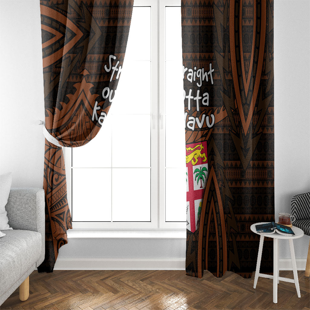 Straight Outta Kadavu Fiji Window Curtain Tribal Polynesian Tattoo Coat Of Arms Flag