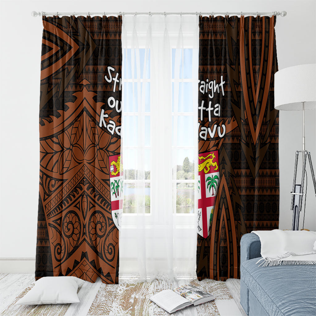Straight Outta Kadavu Fiji Window Curtain Tribal Polynesian Tattoo Coat Of Arms Flag