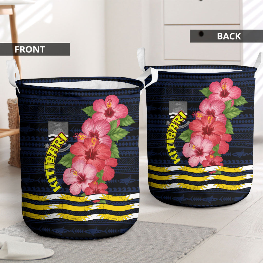 Kiribati Laundry Basket Tropical Pink Hibiscus Flowers Polynesian Tribal TS04 - Polynesian Pride