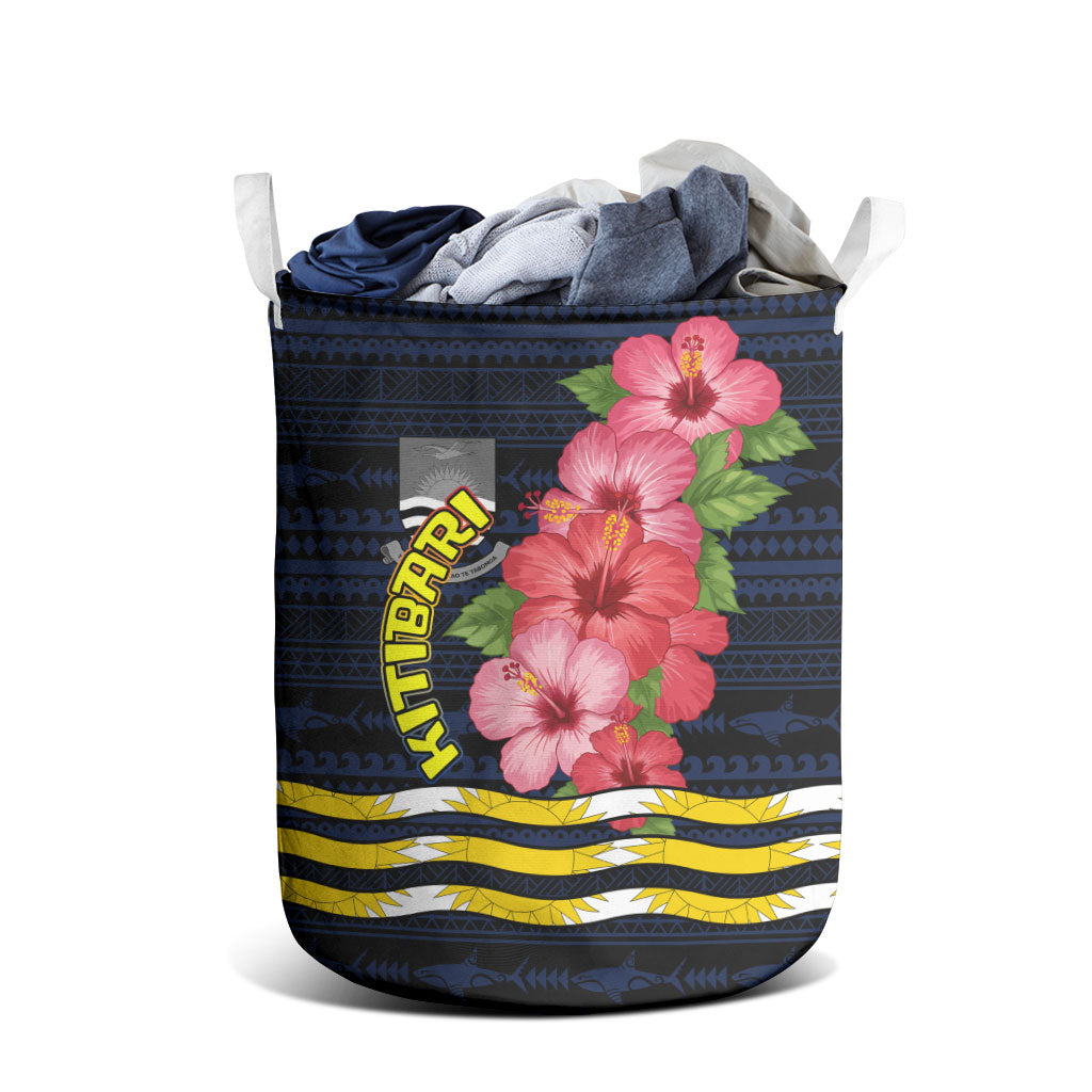 Kiribati Laundry Basket Tropical Pink Hibiscus Flowers Polynesian Tribal TS04 - Polynesian Pride