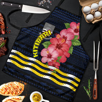 Kiribati Apron Tropical Pink Hibiscus Flowers Polynesian Tribal TS04 Blue Black - Polynesian Pride
