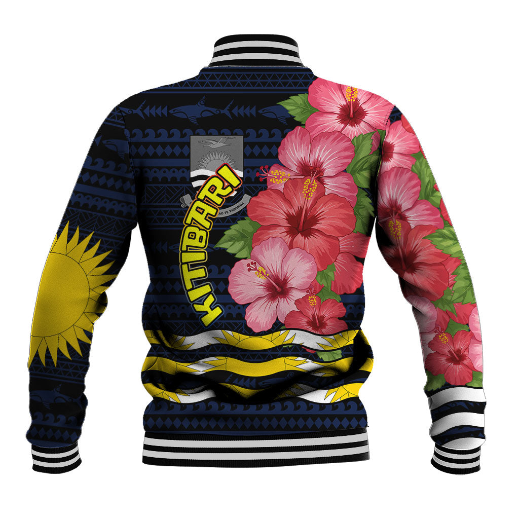 Kiribati Baseball Jacket Tropical Pink Hibiscus Flowers Polynesian Tribal TS04 - Polynesian Pride