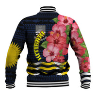 Kiribati Baseball Jacket Tropical Pink Hibiscus Flowers Polynesian Tribal TS04 - Polynesian Pride