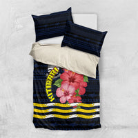 Kiribati Bedding Set Tropical Pink Hibiscus Flowers Polynesian Tribal TS04 US Twin 172cm x 218cm Blue Black - Polynesian Pride