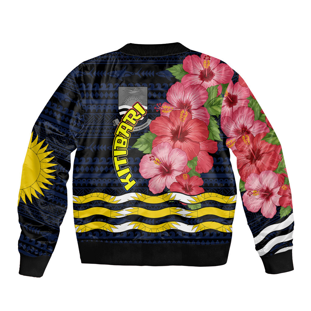 Kiribati Bomber Jacket Tropical Pink Hibiscus Flowers Polynesian Tribal TS04 - Polynesian Pride