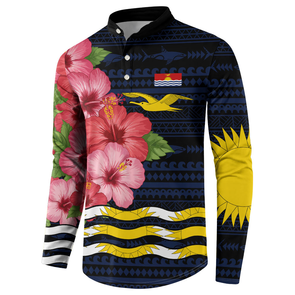 Kiribati Button Sweatshirt Tropical Pink Hibiscus Flowers Polynesian Tribal TS04 - Polynesian Pride