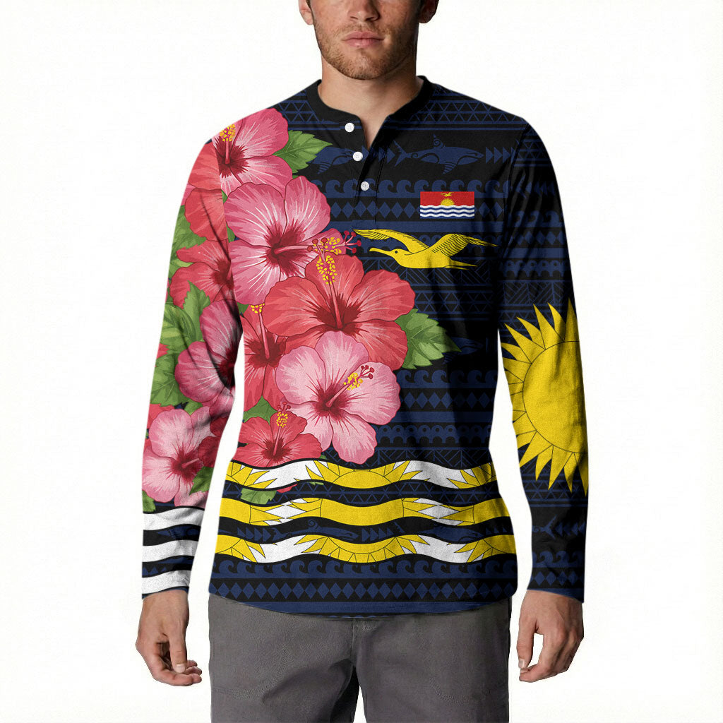 Kiribati Button Sweatshirt Tropical Pink Hibiscus Flowers Polynesian Tribal TS04 - Polynesian Pride