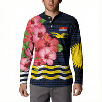 Kiribati Button Sweatshirt Tropical Pink Hibiscus Flowers Polynesian Tribal TS04 - Polynesian Pride