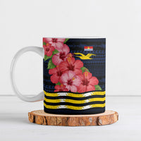 Kiribati Ceramic Mug Tropical Pink Hibiscus Flowers Polynesian Tribal TS04 Blue Black - Polynesian Pride