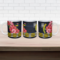 Kiribati Ceramic Mug Tropical Pink Hibiscus Flowers Polynesian Tribal TS04 - Polynesian Pride