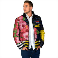 Kiribati Padded Jacket Tropical Pink Hibiscus Flowers Polynesian Tribal TS04 - Polynesian Pride