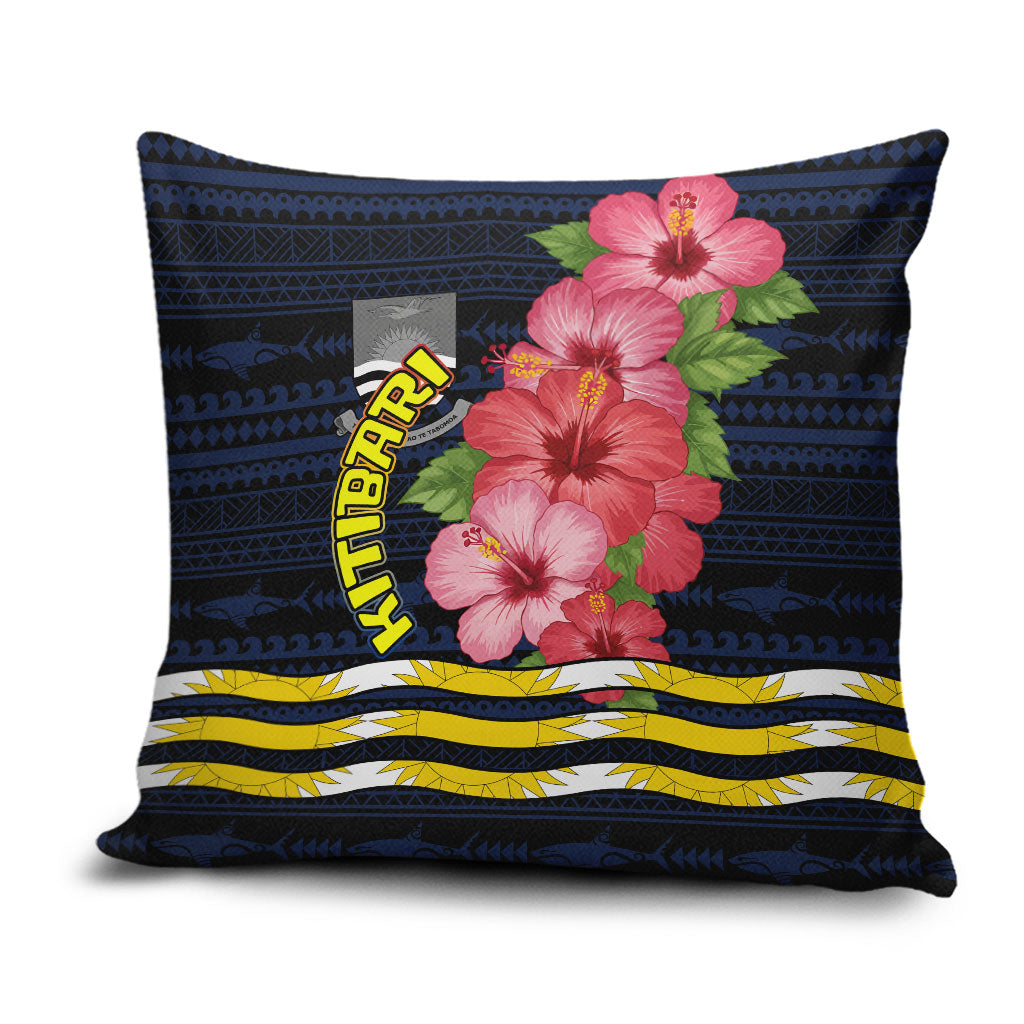 Kiribati Pillow Cover Tropical Pink Hibiscus Flowers Polynesian Tribal TS04 Blue Black - Polynesian Pride