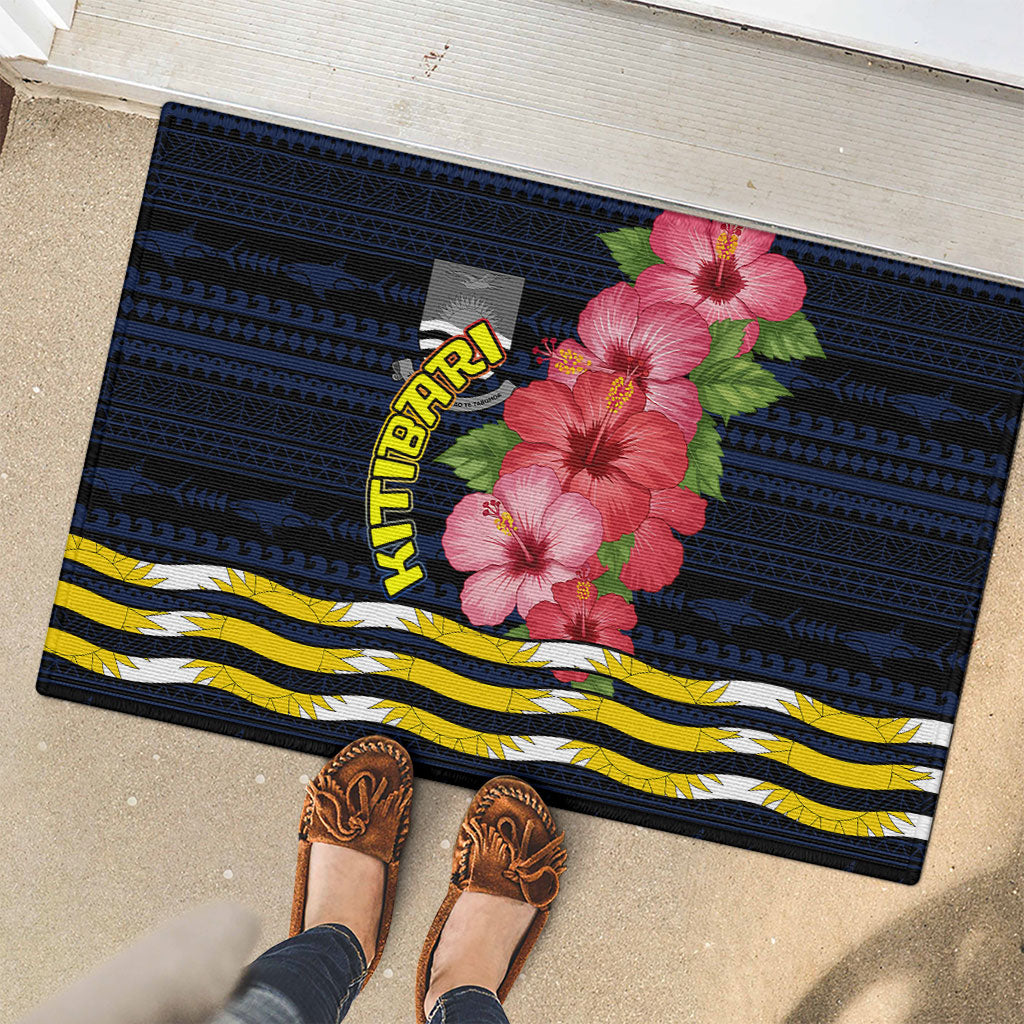 Kiribati Rubber Doormat Tropical Pink Hibiscus Flowers Polynesian Tribal TS04 - Polynesian Pride