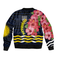 Kiribati Sleeve Zip Bomber Jacket Tropical Pink Hibiscus Flowers Polynesian Tribal TS04 - Polynesian Pride