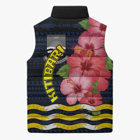 Kiribati Sleeveless Puffer Jacket Tropical Pink Hibiscus Flowers Polynesian Tribal TS04 - Polynesian Pride