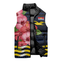 Kiribati Sleeveless Puffer Jacket Tropical Pink Hibiscus Flowers Polynesian Tribal TS04 - Polynesian Pride