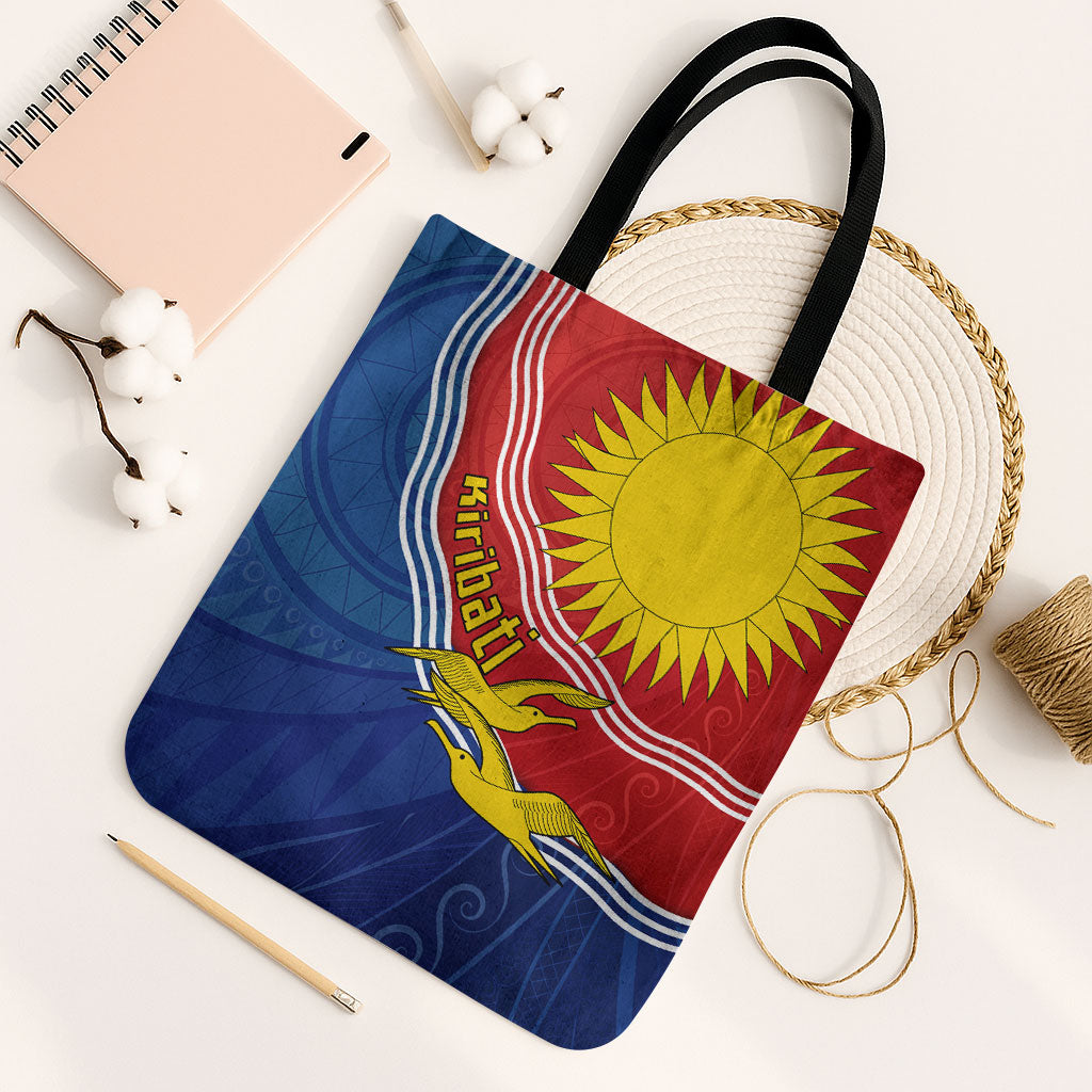 Kiribati Flag Coat Of Arms Tote Bag Sun Rising Frigatebird Pacific Island Tribal Pattern TS04 Black Strap One Size Red Yellow - Polynesian Pride