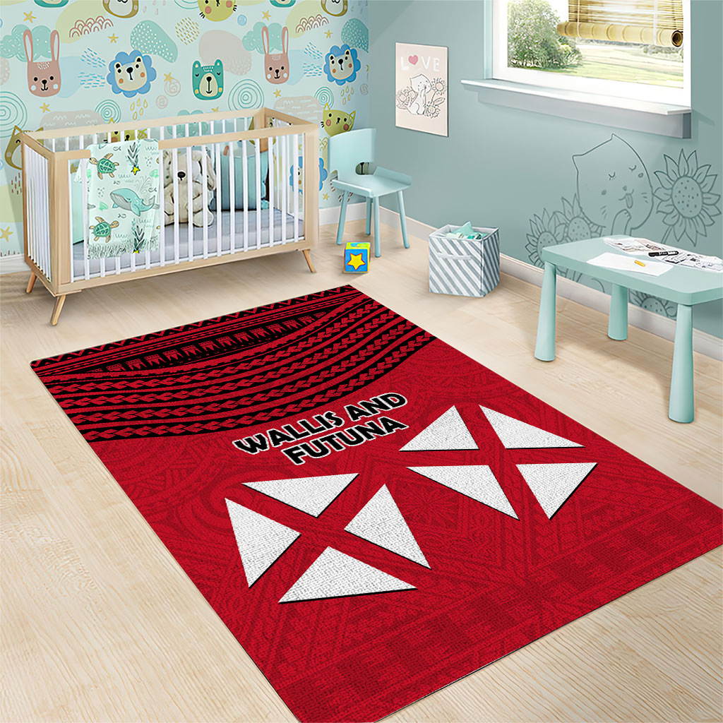 Wallis And Futuna Area Rug Polynesian Tattoo Flag Map