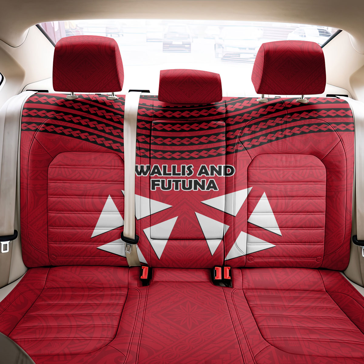 Wallis And Futuna Back Car Seat Cover Polynesian Tattoo Flag Map