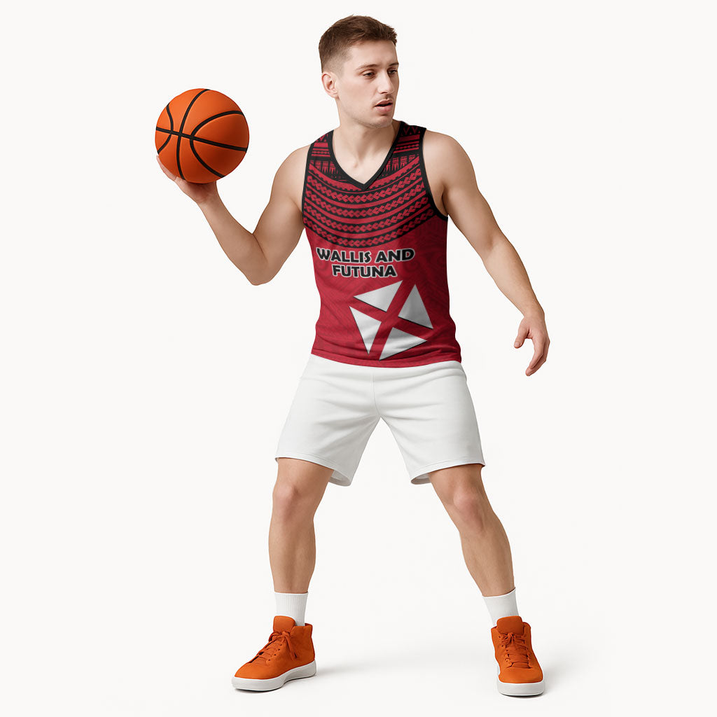 Wallis And Futuna Basketball Jersey Polynesian Tattoo Flag Map