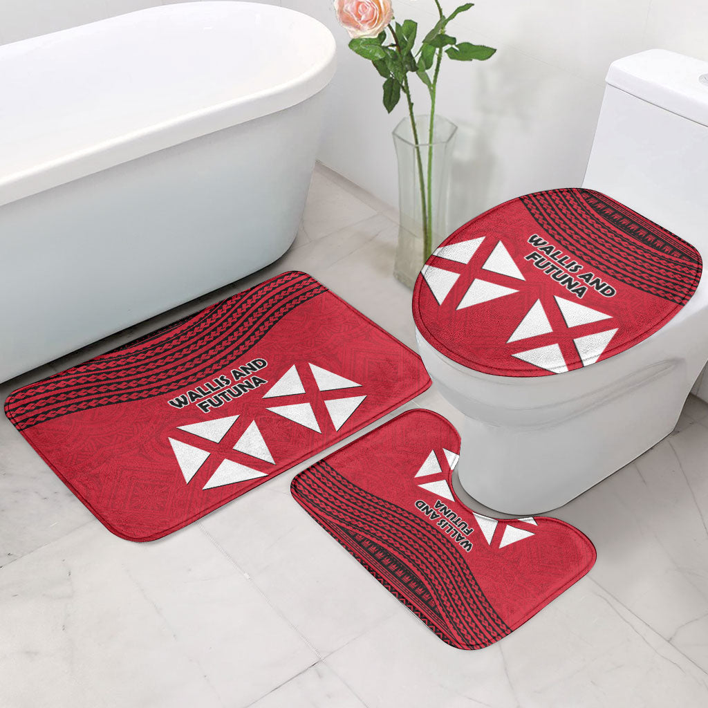 Wallis And Futuna Bathroom Set Polynesian Tattoo Flag Map