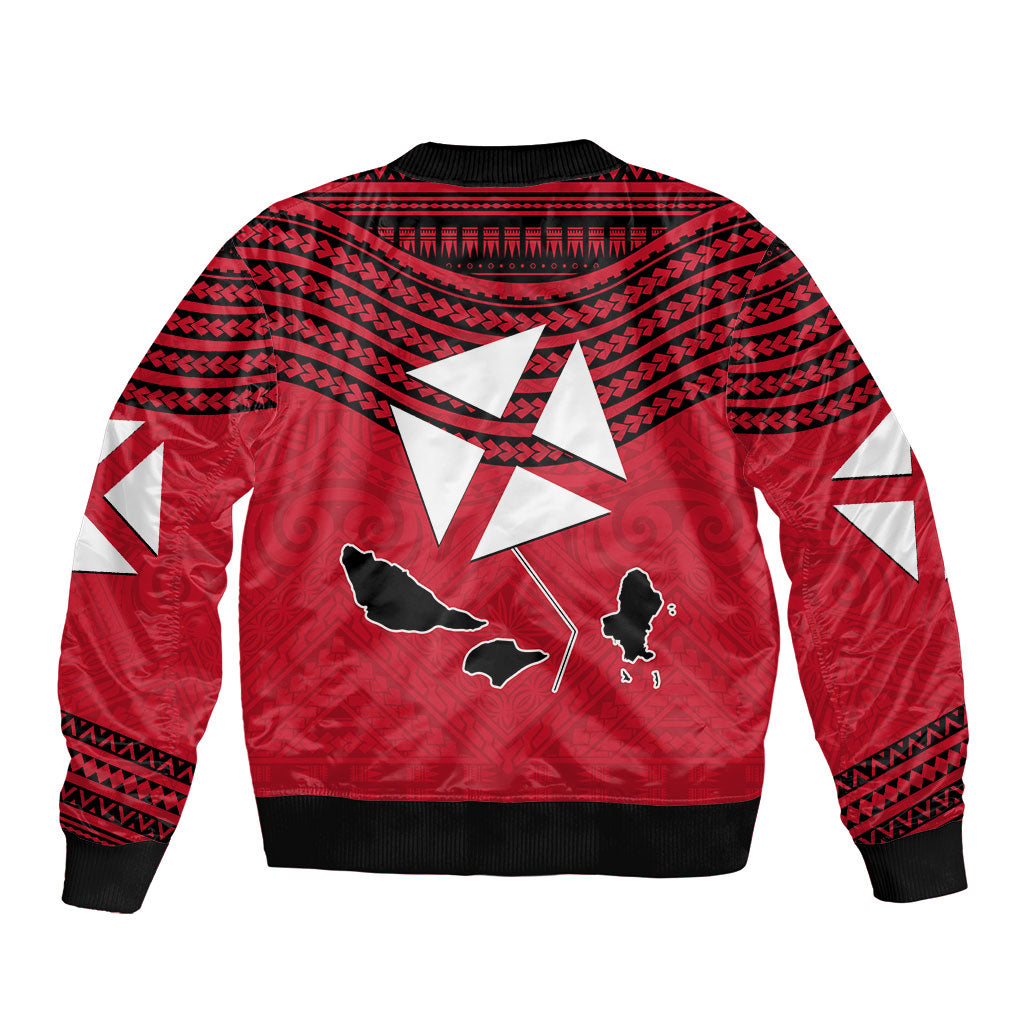 Wallis And Futuna Bomber Jacket Polynesian Tattoo Flag Map