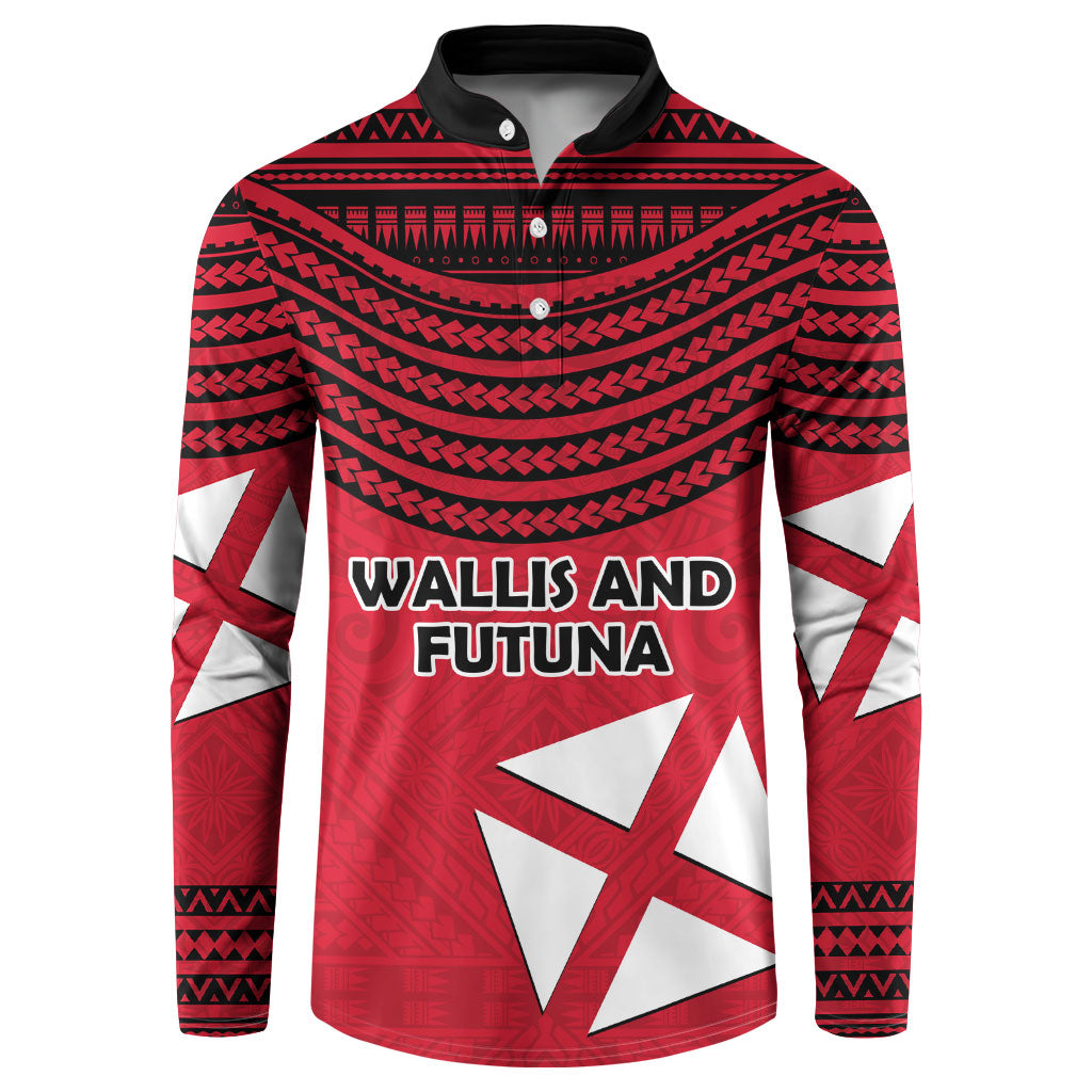 Wallis And Futuna Button Sweatshirt Polynesian Tattoo Flag Map