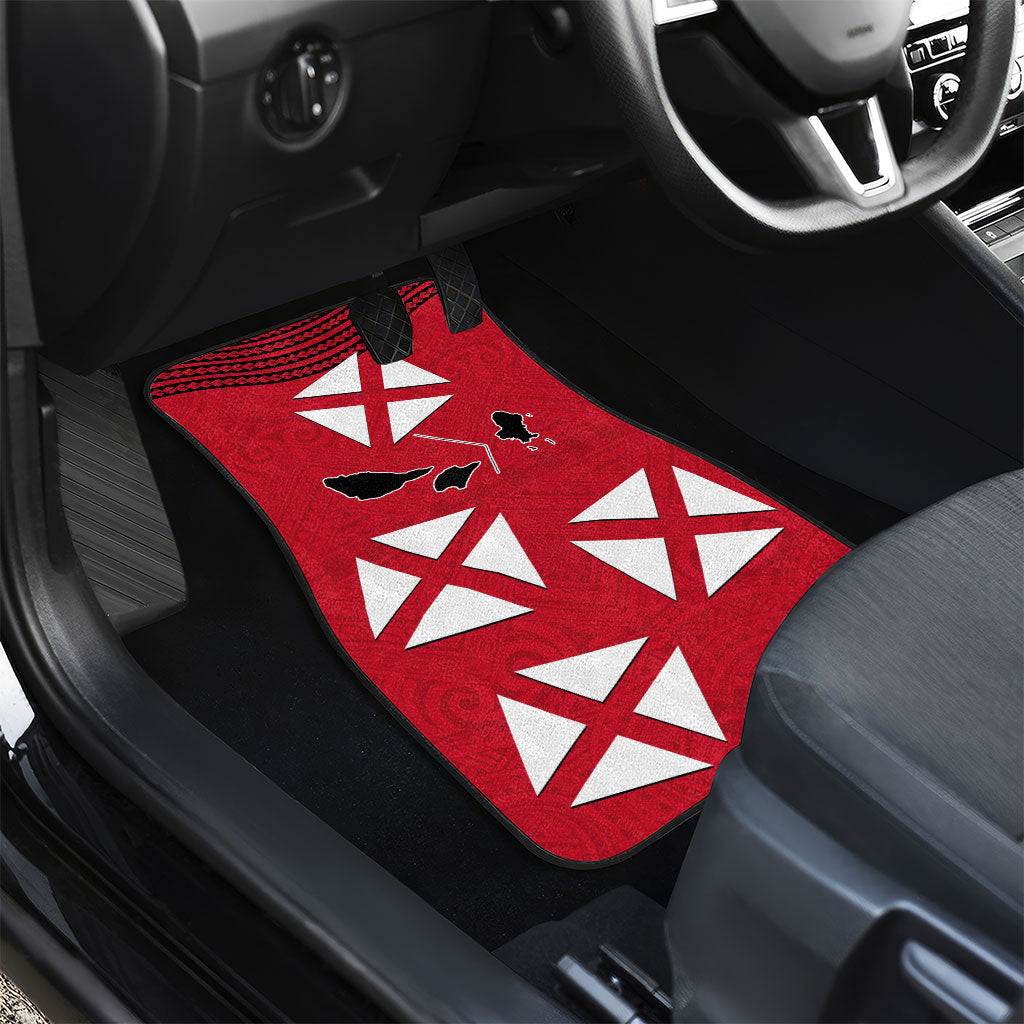 Wallis And Futuna Car Mats Polynesian Tattoo Flag Map