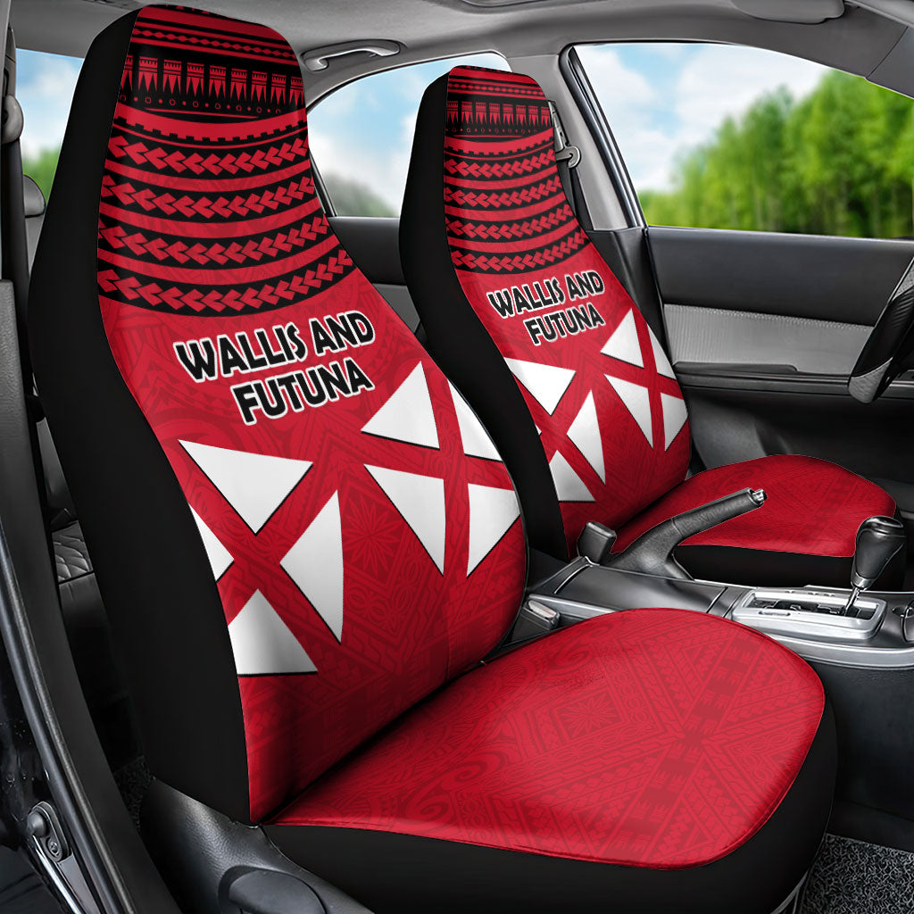 Wallis And Futuna Car Seat Cover Polynesian Tattoo Flag Map