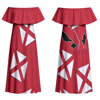 Wallis And Futuna Couples Matching Off Shoulder Maxi Dress and Hawaiian Shirt Polynesian Tattoo Flag Map