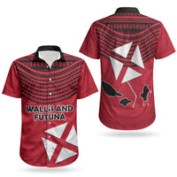 Wallis And Futuna Couples Matching Short Sleeve Bodycon Dress and Hawaiian Shirt Polynesian Tattoo Flag Map
