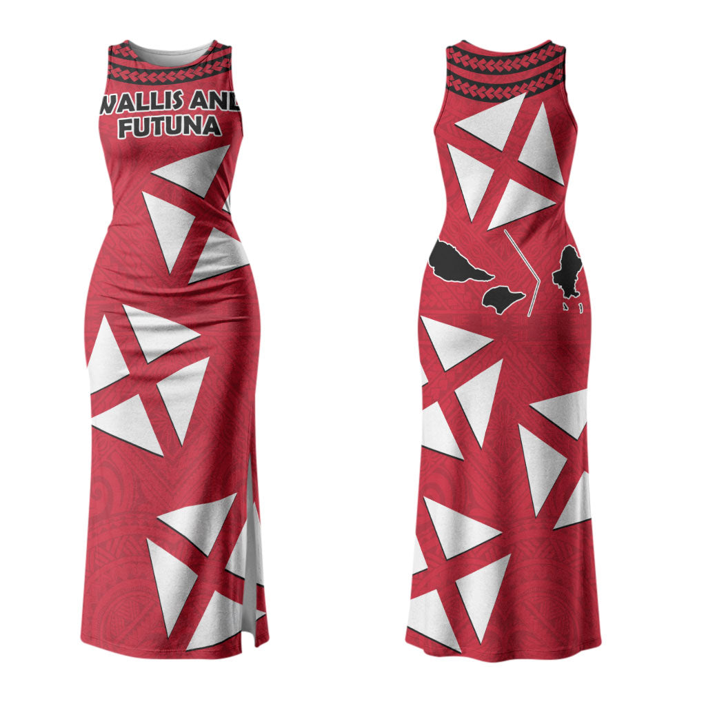 Wallis And Futuna Couples Matching Tank Maxi Dress and Hawaiian Shirt Polynesian Tattoo Flag Map