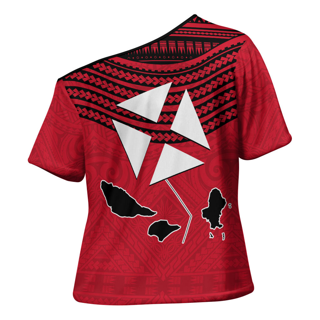 Wallis And Futuna Cross Shoulder Shirt Polynesian Tattoo Flag Map