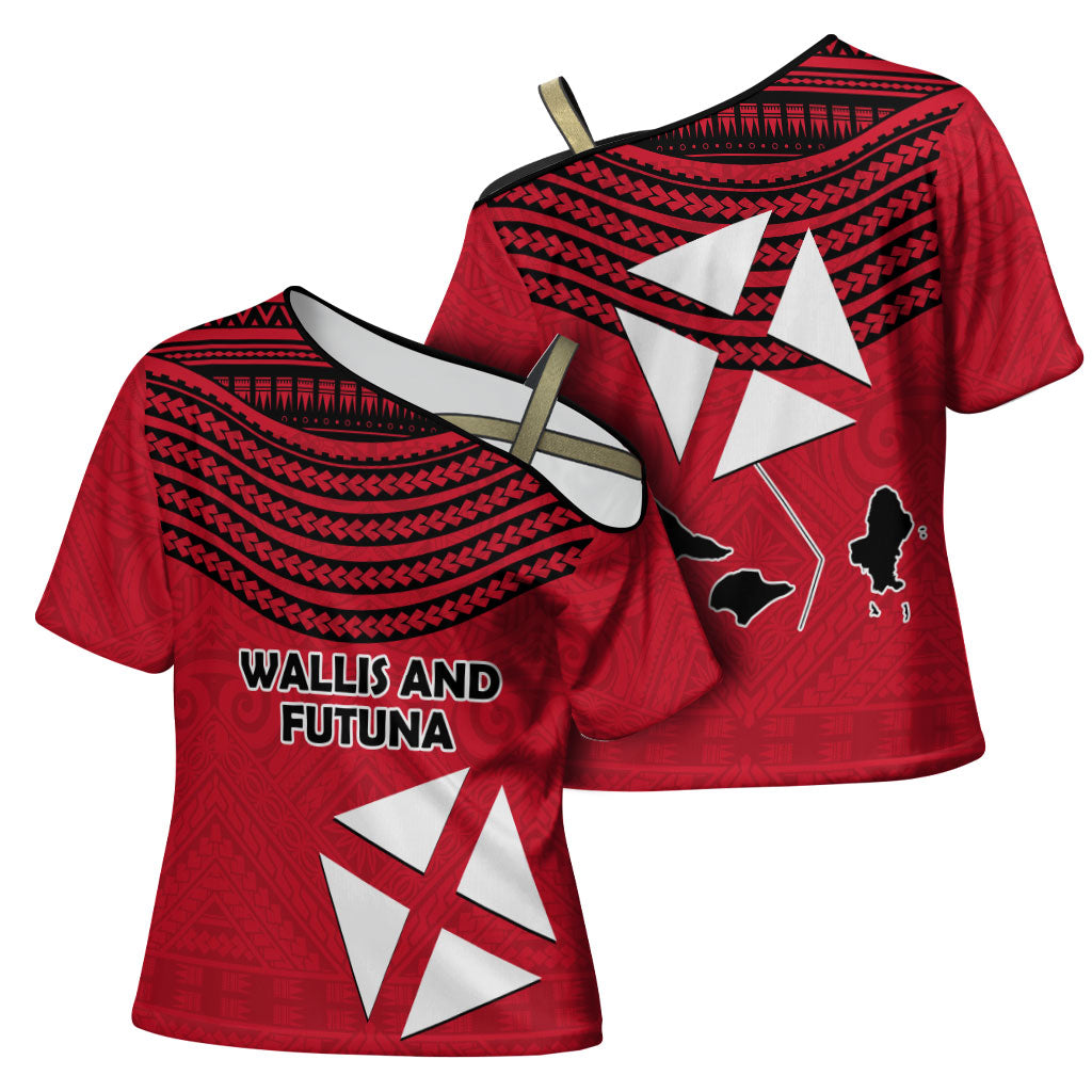 Wallis And Futuna Cross Shoulder Shirt Polynesian Tattoo Flag Map