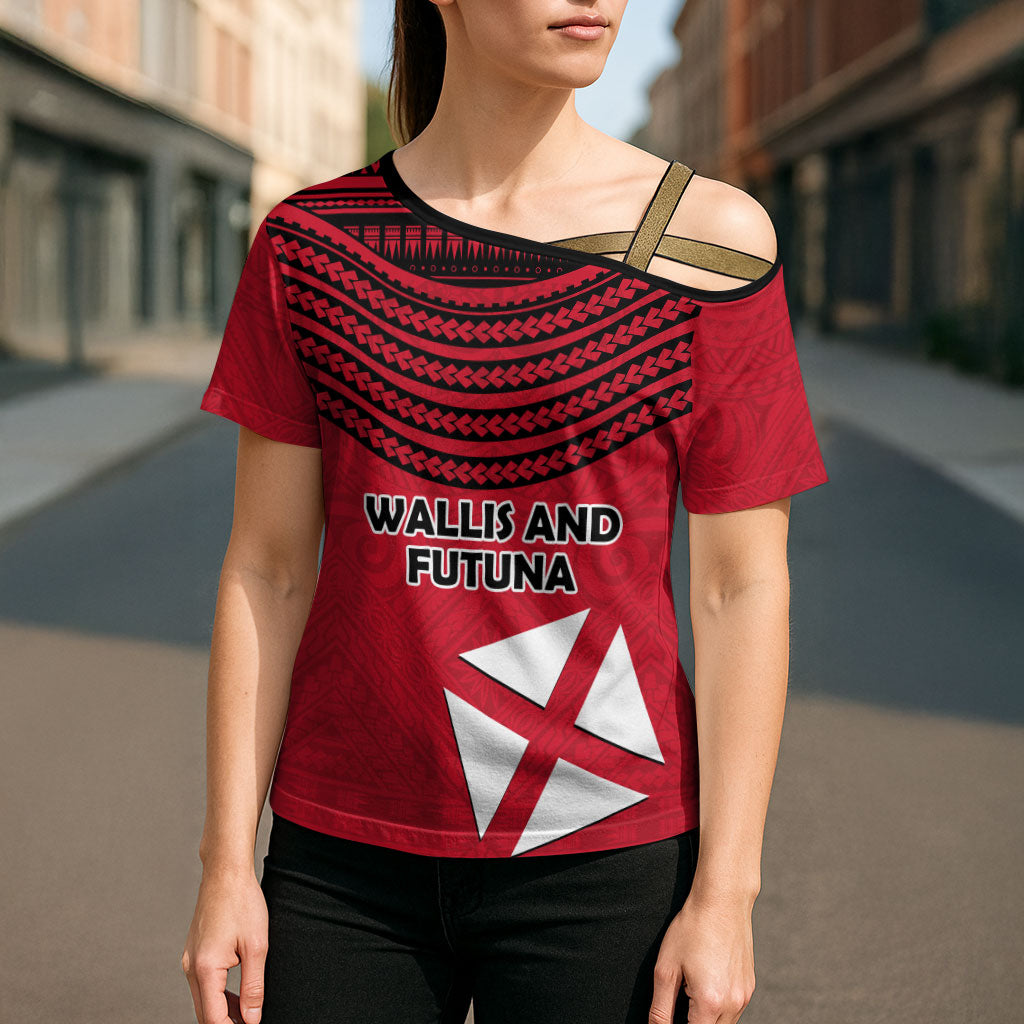 Wallis And Futuna Cross Shoulder Shirt Polynesian Tattoo Flag Map