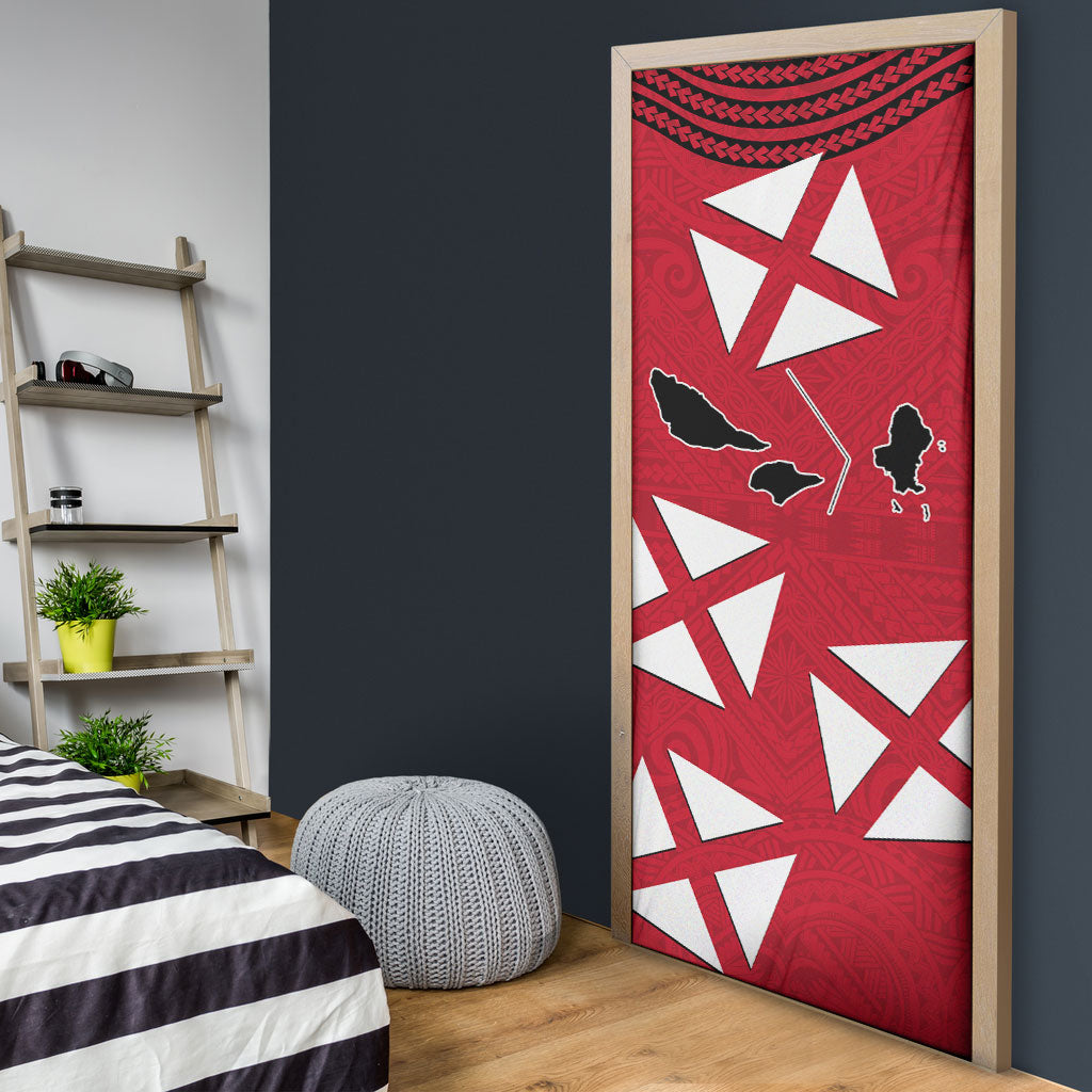 Wallis And Futuna Door Cover Polynesian Tattoo Flag Map