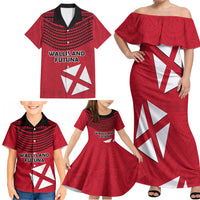 Wallis And Futuna Family Matching Off Shoulder Maxi Dress and Hawaiian Shirt Polynesian Tattoo Flag Map