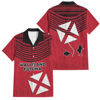 Wallis And Futuna Family Matching Off Shoulder Short Dress and Hawaiian Shirt Polynesian Tattoo Flag Map