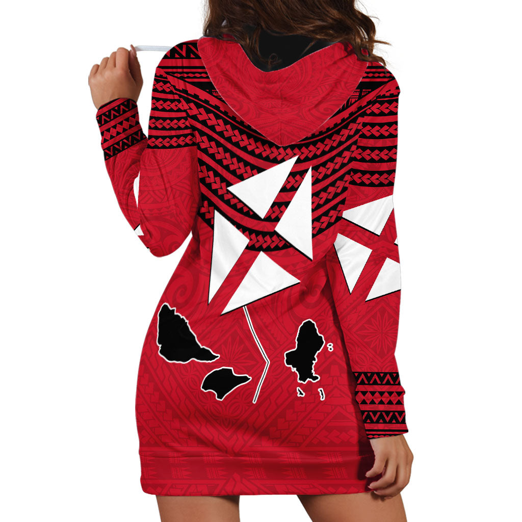 Wallis And Futuna Hoodie Dress Polynesian Tattoo Flag Map