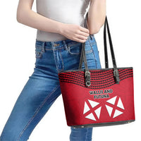 Wallis And Futuna Leather Tote Bag Polynesian Tattoo Flag Map