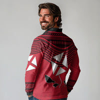 Wallis And Futuna Long Sleeve Polo Shirt Polynesian Tattoo Flag Map