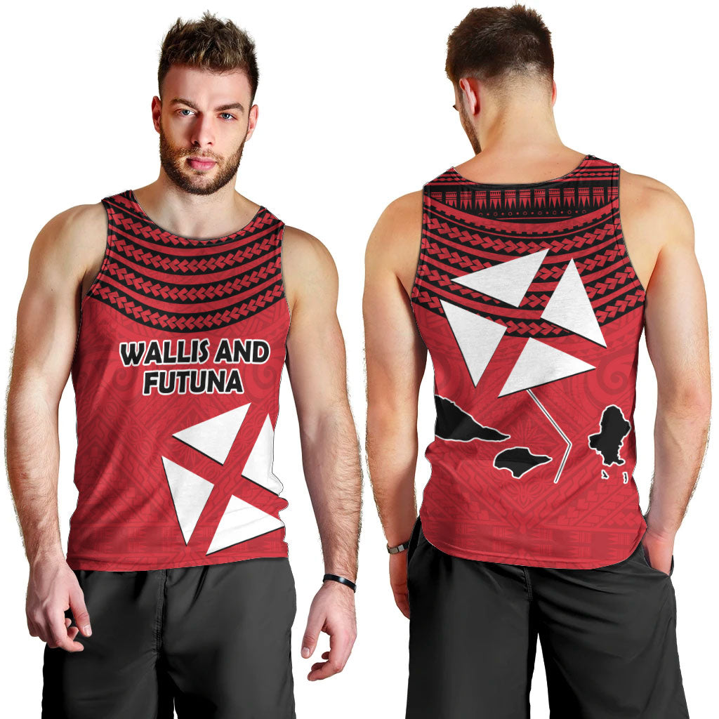 Wallis And Futuna Men Tank Top Polynesian Tattoo Flag Map